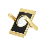 S.T. DUPONT Cigar Cutter/Coupe Cigare Chrome Yellow Gold & Black Lacquer 003393