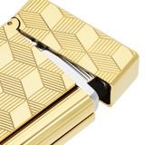 S.T. DUPONT Initial Cube Guilloche Golden Lighter/Briquet 020841