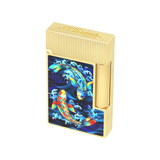 S.T. DUPONT Ligne 2 Golden Koi Fish Blue Lighter/Briquet C16397SH