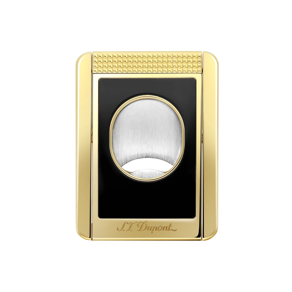 S.T. DUPONT Cigar Cutter/Coupe Cigare Chrome Yellow Gold & Black Lacquer 003393