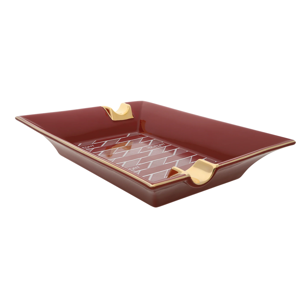 S.T. DUPONT Monogram 1872 Burgundy Porcelain Ashtray/Cendrier 006478