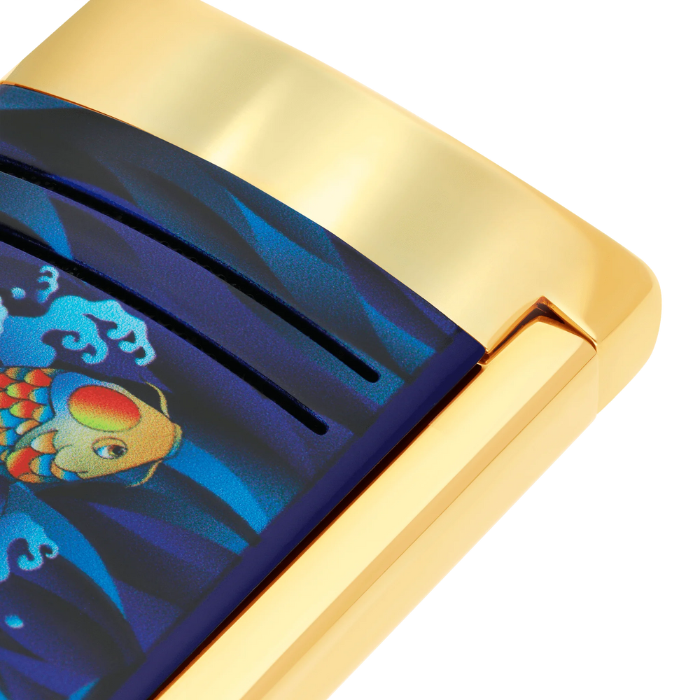 S.T. DUPONT Maxijet Golden Koi Fish Blue Lighter/Briquet 020397