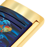 S.T. DUPONT Maxijet Golden Koi Fish Blue Lighter/Briquet 020397