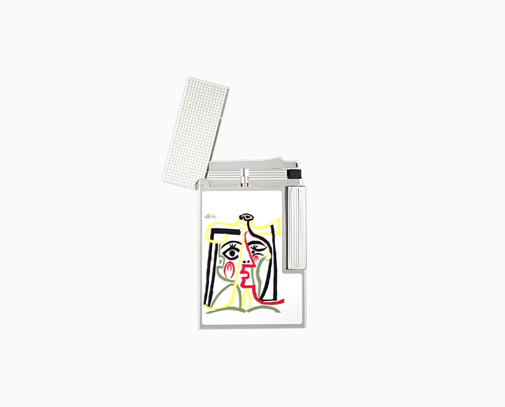 White and Palladium Picasso Ligne 2 Lighter/Briquet C16001