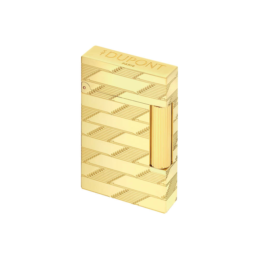S.T. DUPONT Ligne 2 Monogram 1872 Golden Guilloche Lighter/Briquet C16178