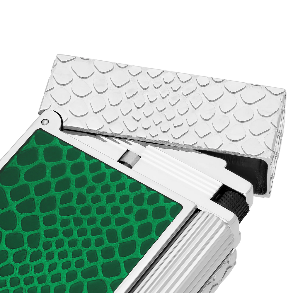S.T. DUPONT Ligne 2 Guilloche Snake Skin Green Lacquer Lighter/Briquet C16078