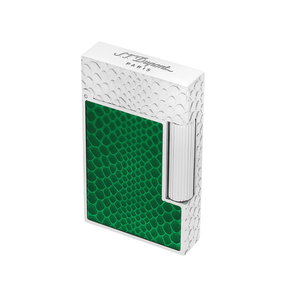S.T. DUPONT Ligne 2 Guilloche Snake Skin Green Lacquer Lighter/Briquet C16078