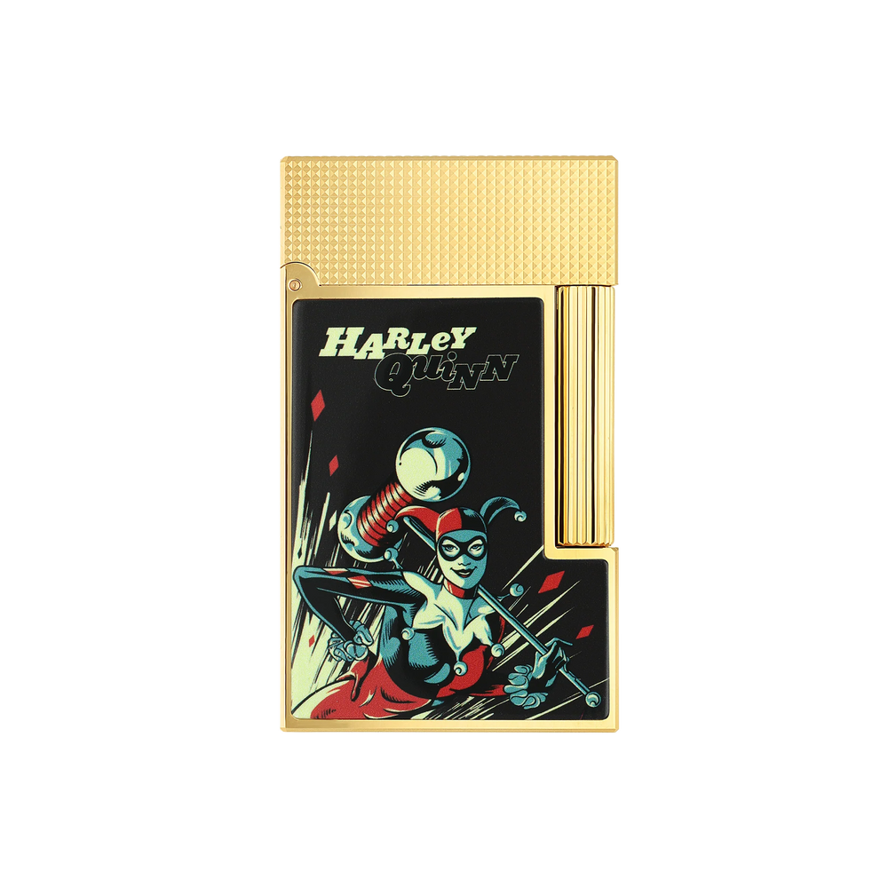 S.T. DUPONT Ligne 2 DC COMICS Lacquered Gold Harley Quinn Lighter/Briquet C16696