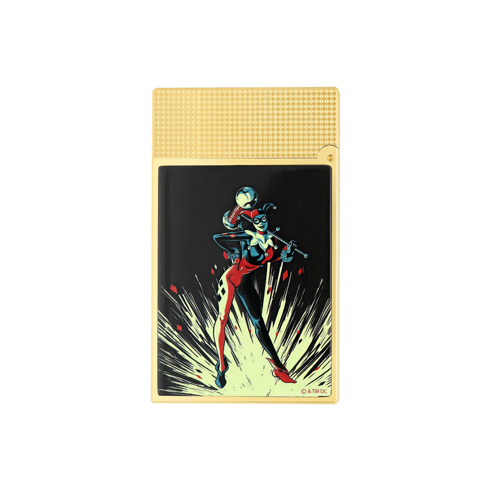 S.T. DUPONT Ligne 2 DC COMICS Lacquered Gold Harley Quinn Lighter/Briquet C16696
