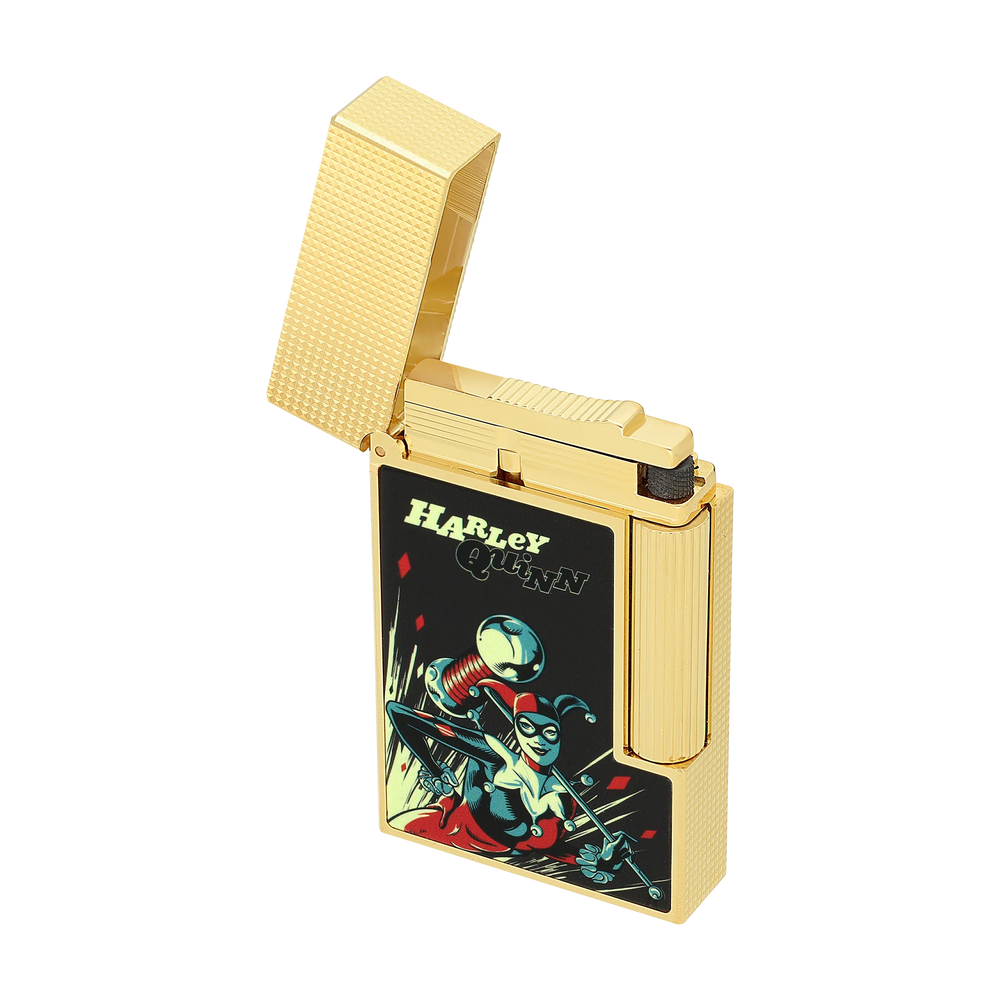 S.T. DUPONT Ligne 2 DC COMICS Lacquered Gold Harley Quinn Lighter/Briquet C16696