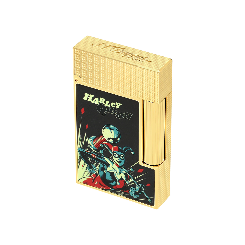 S.T. DUPONT Ligne 2 DC COMICS Lacquered Gold Harley Quinn Lighter/Briquet C16696