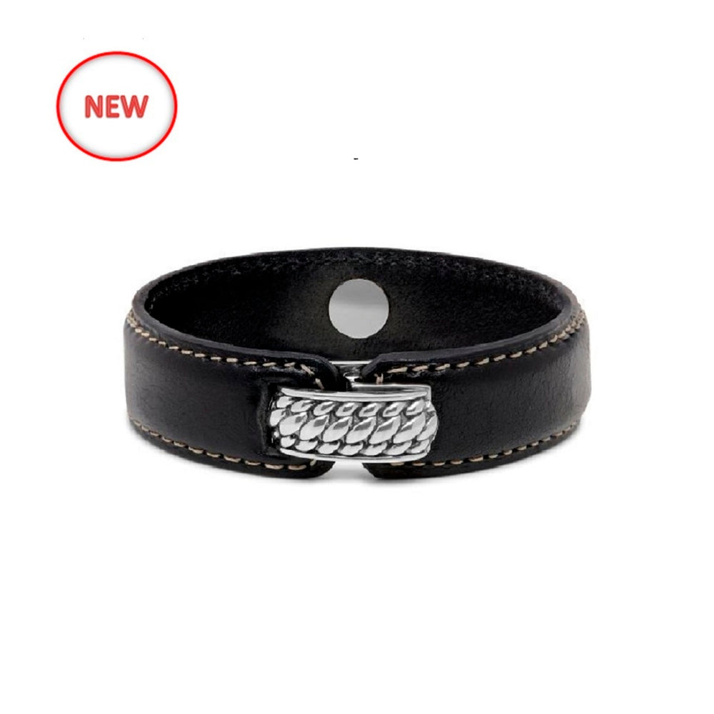 Anggun Black Leather Bracelet 130 BL F