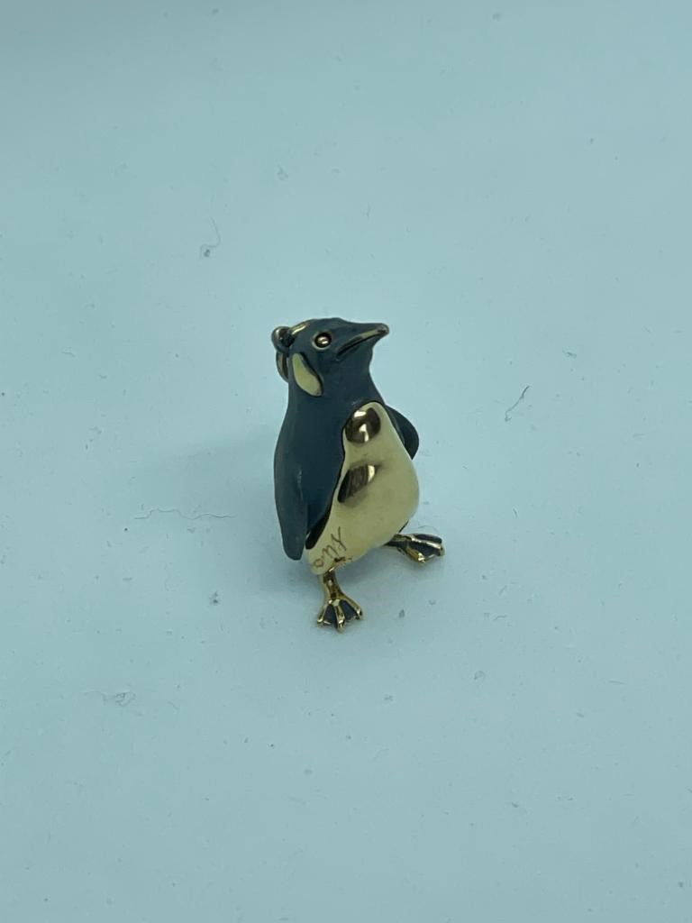 Inuit Penguin Yellow and Black Oxidized Pendant