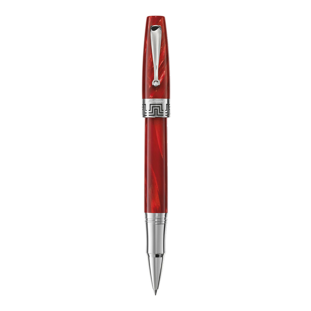 Montegrappa Miya, Rollerball, Red Celluloid with Silver Accents