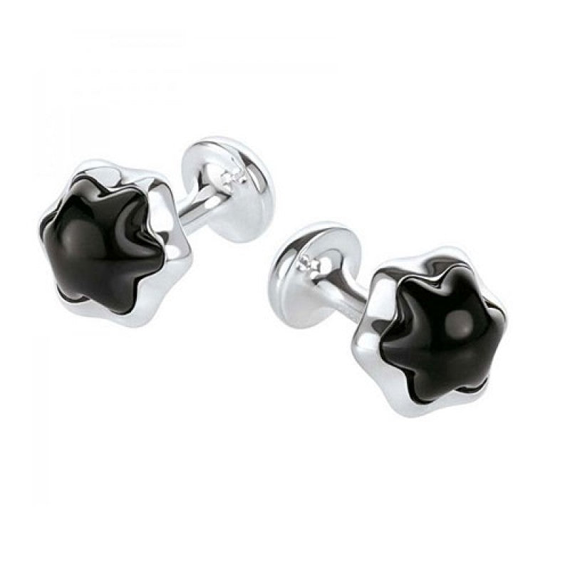 Montblanc cufflinks, Stainless steel and onyx star 106670