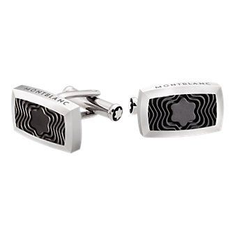 Montblanc rectangular cufflinks, stainless steel and rubber inlay 101597