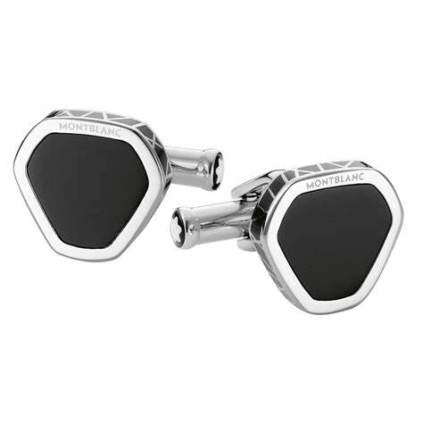 Montblanc cufflinks, Jonathan Swift, Stainless steel and onyx