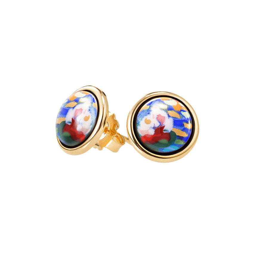 Cabochon Earrings, Claude Monet, Orangerie - Rose Gold Plated