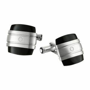 Montblanc cufflinks, square, stainless steel and onyx 106624