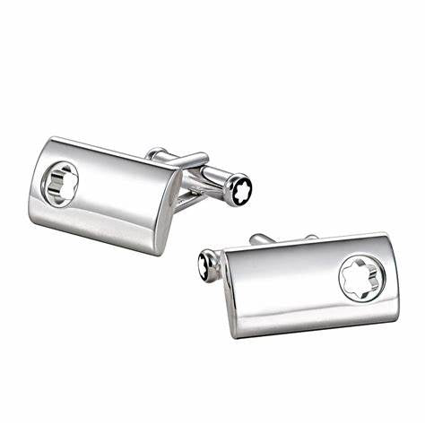 Montblanc silver cufflinks, rectangular with cut out star 102706